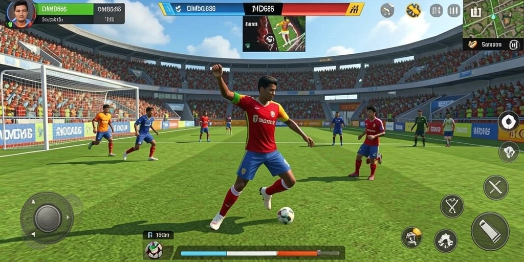 Screenshot gameplay DMD686 menunjukkan pertarungan seru di lapangan.