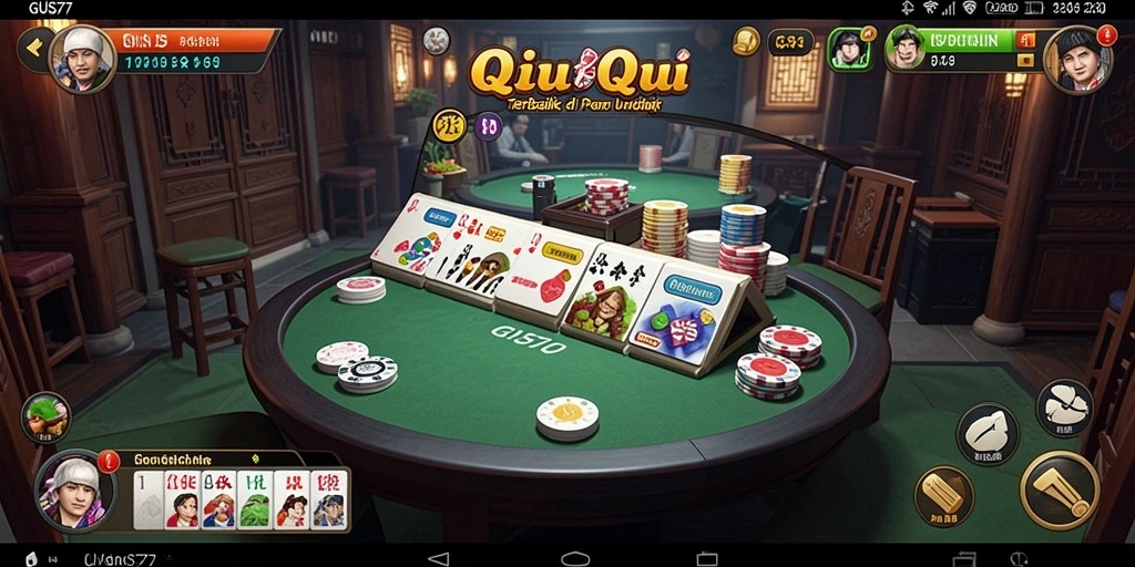 Screenshot GUS77 menampilkan gameplay seru permainan QiuQiu.