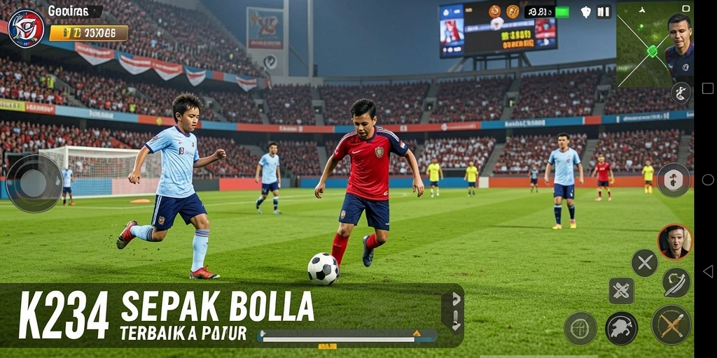 Gameplay K234 yang intens dan seru di lapangan sepak bola.
